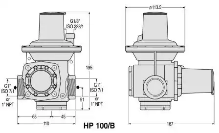 Габаритные размеры НР100 Fiorentini